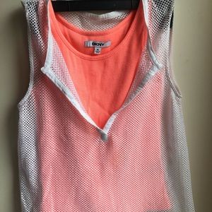 Dkny mesh tee with orange tank